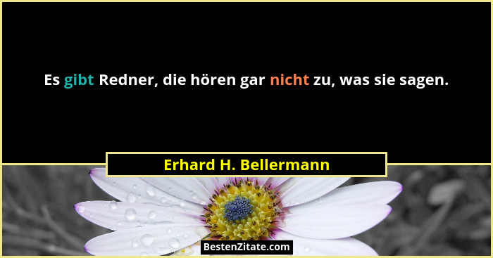 Es gibt Redner, die hören gar nicht zu, was sie sagen.... - Erhard H. Bellermann