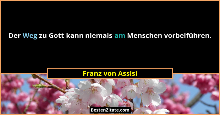 Der Weg zu Gott kann niemals am Menschen vorbeiführen.... - Franz von Assisi