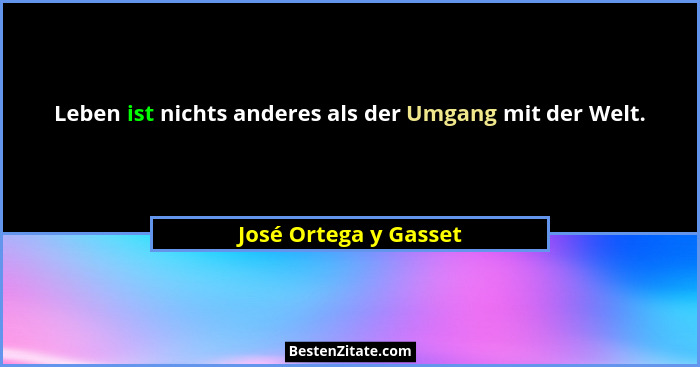 Leben ist nichts anderes als der Umgang mit der Welt.... - José Ortega y Gasset
