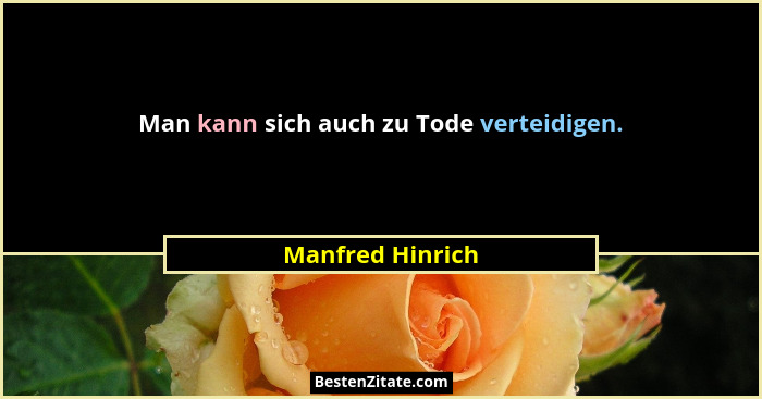 Man kann sich auch zu Tode verteidigen.... - Manfred Hinrich