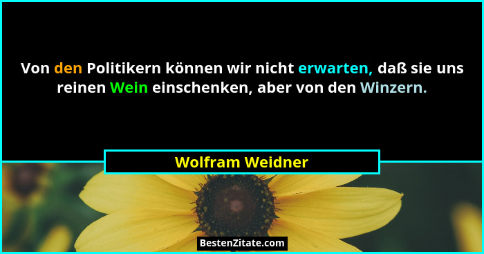 Von den Politikern können wir nicht erwarten, daß sie uns reinen Wein einschenken, aber von den Winzern.... - Wolfram Weidner