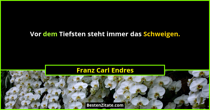 Vor dem Tiefsten steht immer das Schweigen.... - Franz Carl Endres