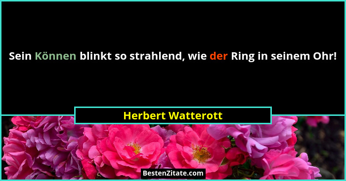 Sein Können blinkt so strahlend, wie der Ring in seinem Ohr!... - Herbert Watterott