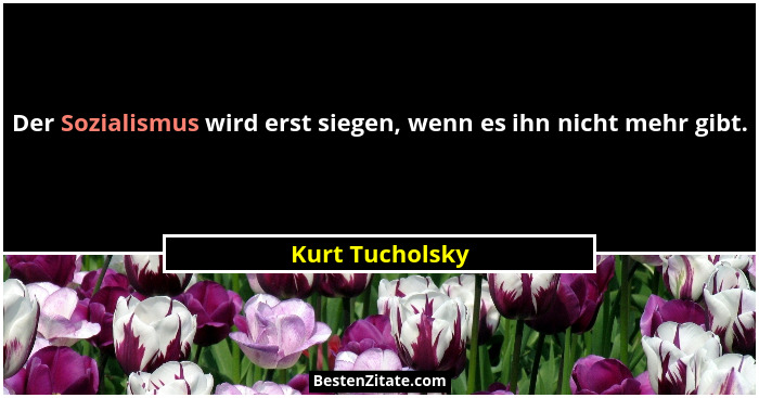 Der Sozialismus wird erst siegen, wenn es ihn nicht mehr gibt.... - Kurt Tucholsky
