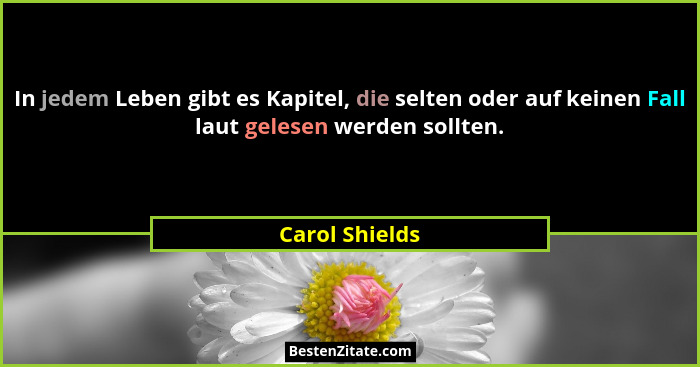 In jedem Leben gibt es Kapitel, die selten oder auf keinen Fall laut gelesen werden sollten.... - Carol Shields