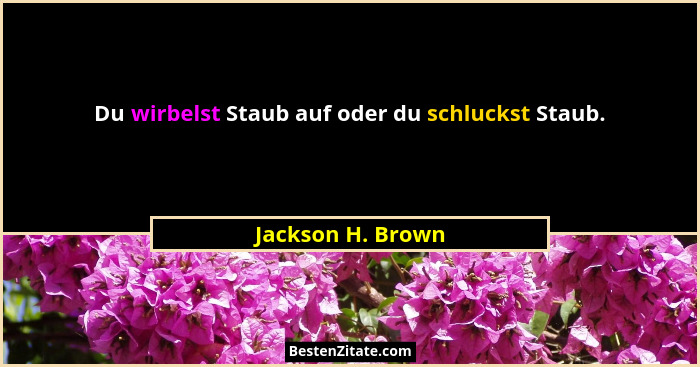 Du wirbelst Staub auf oder du schluckst Staub.... - Jackson H. Brown