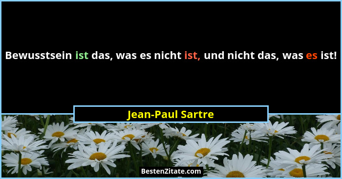 Bewusstsein ist das, was es nicht ist, und nicht das, was es ist!... - Jean-Paul Sartre