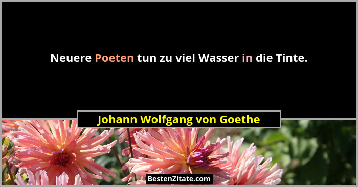 Neuere Poeten tun zu viel Wasser in die Tinte.... - Johann Wolfgang von Goethe