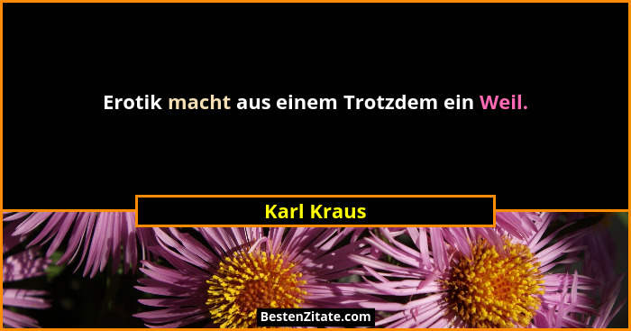 Erotik macht aus einem Trotzdem ein Weil.... - Karl Kraus