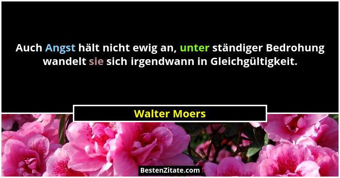 Auch Angst hält nicht ewig an, unter ständiger Bedrohung wandelt sie sich irgendwann in Gleichgültigkeit.... - Walter Moers