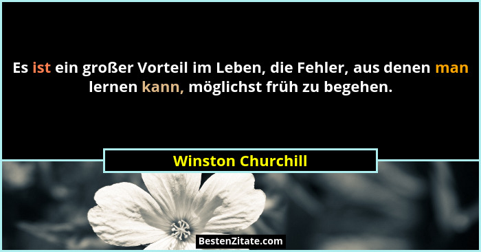 Es ist ein großer Vorteil im Leben, die Fehler, aus denen man lernen kann, möglichst früh zu begehen.... - Winston Churchill