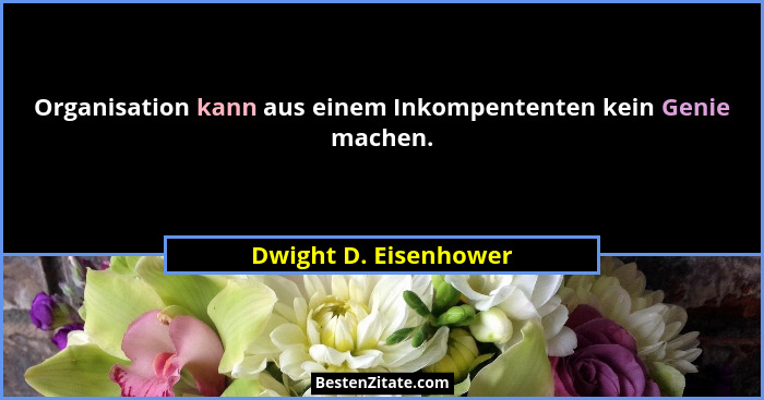 Organisation kann aus einem Inkompententen kein Genie machen.... - Dwight D. Eisenhower