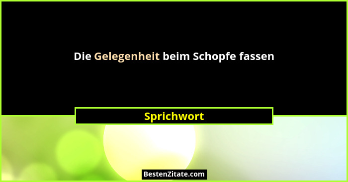 Die Gelegenheit beim Schopfe fassen... - Sprichwort