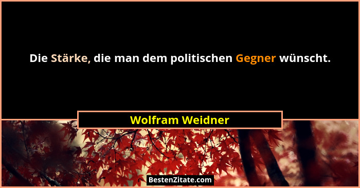 Die Stärke, die man dem politischen Gegner wünscht.... - Wolfram Weidner
