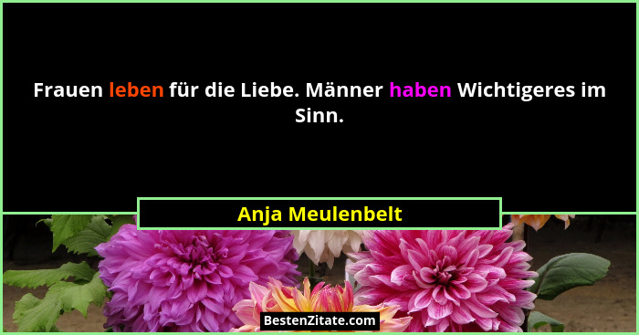 Frauen leben für die Liebe. Männer haben Wichtigeres im Sinn.... - Anja Meulenbelt