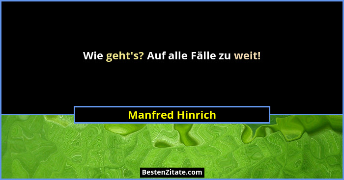 Wie geht's? Auf alle Fälle zu weit!... - Manfred Hinrich