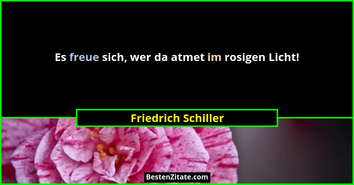 Es freue sich, wer da atmet im rosigen Licht!... - Friedrich Schiller
