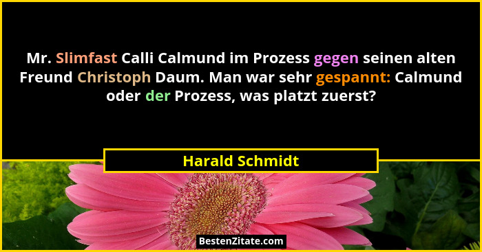 Mr. Slimfast Calli Calmund im Prozess gegen seinen alten Freund Christoph Daum. Man war sehr gespannt: Calmund oder der Prozess, was... - Harald Schmidt