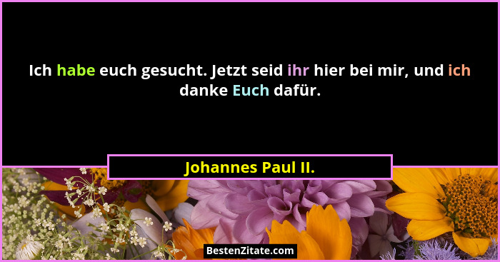 Ich habe euch gesucht. Jetzt seid ihr hier bei mir, und ich danke Euch dafür.... - Johannes Paul II.