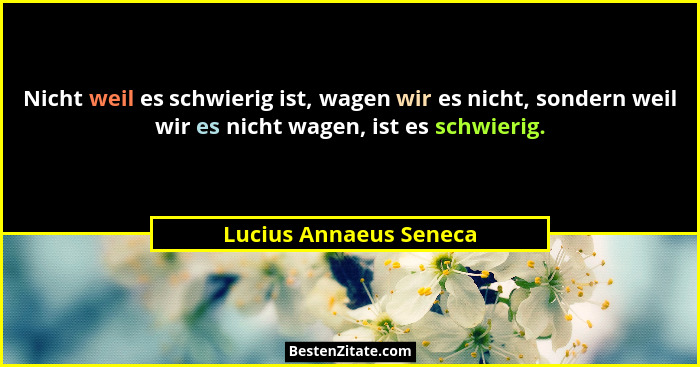 Nicht weil es schwierig ist, wagen wir es nicht, sondern weil wir es nicht wagen, ist es schwierig.... - Lucius Annaeus Seneca