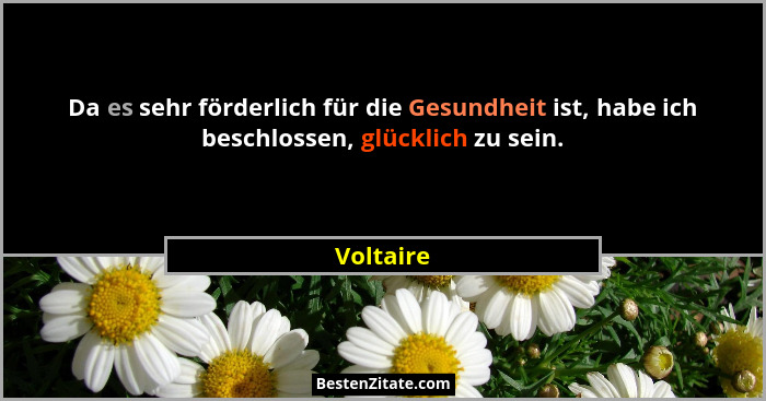 Da es sehr förderlich für die Gesundheit ist, habe ich beschlossen, glücklich zu sein.... - Voltaire