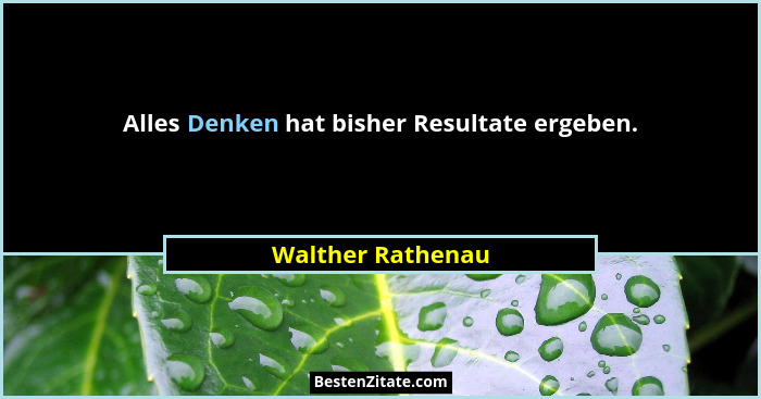 Alles Denken hat bisher Resultate ergeben.... - Walther Rathenau