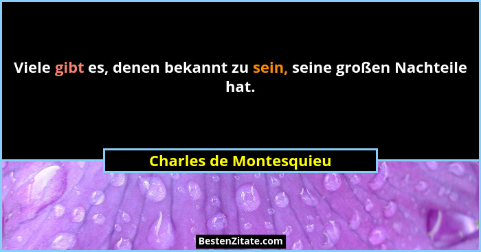 Viele gibt es, denen bekannt zu sein, seine großen Nachteile hat.... - Charles de Montesquieu