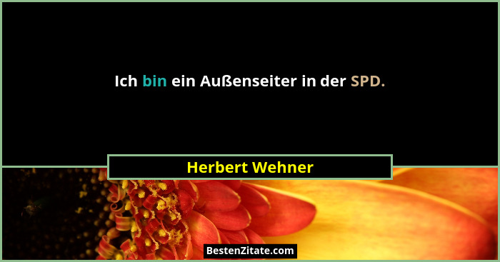 Ich bin ein Außenseiter in der SPD.... - Herbert Wehner