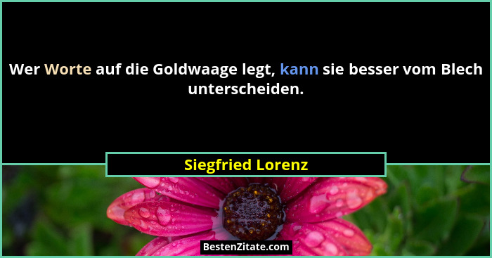 Wer Worte auf die Goldwaage legt, kann sie besser vom Blech unterscheiden.... - Siegfried Lorenz