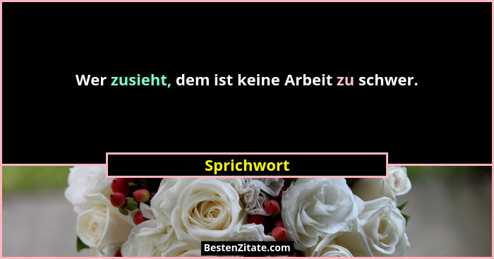 Wer zusieht, dem ist keine Arbeit zu schwer.... - Sprichwort