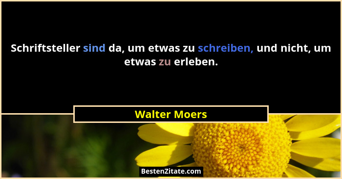 Schriftsteller sind da, um etwas zu schreiben, und nicht, um etwas zu erleben.... - Walter Moers
