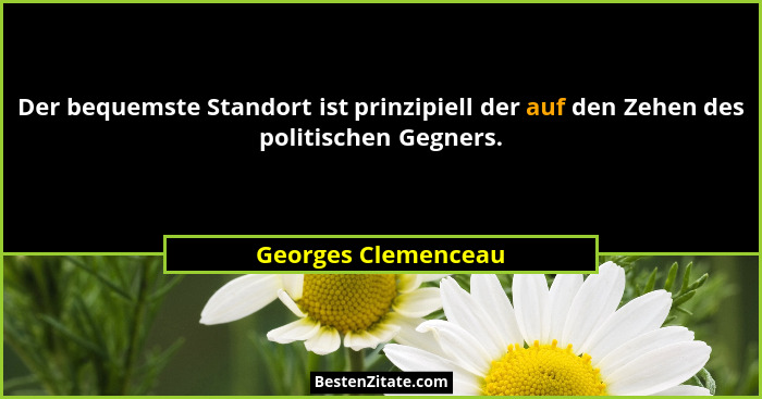 Der bequemste Standort ist prinzipiell der auf den Zehen des politischen Gegners.... - Georges Clemenceau