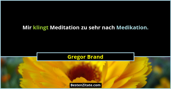Mir klingt Meditation zu sehr nach Medikation.... - Gregor Brand