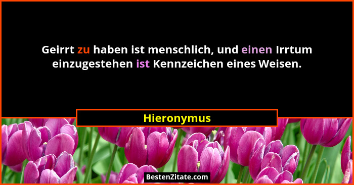 Geirrt zu haben ist menschlich, und einen Irrtum einzugestehen ist Kennzeichen eines Weisen.... - Hieronymus