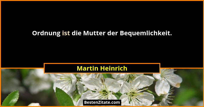 Ordnung ist die Mutter der Bequemlichkeit.... - Martin Heinrich
