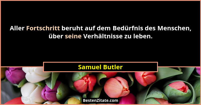 Aller Fortschritt beruht auf dem Bedürfnis des Menschen, über seine Verhältnisse zu leben.... - Samuel Butler