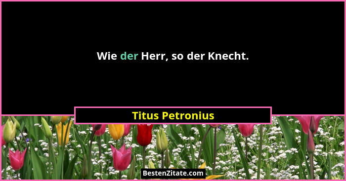 Wie der Herr, so der Knecht.... - Titus Petronius