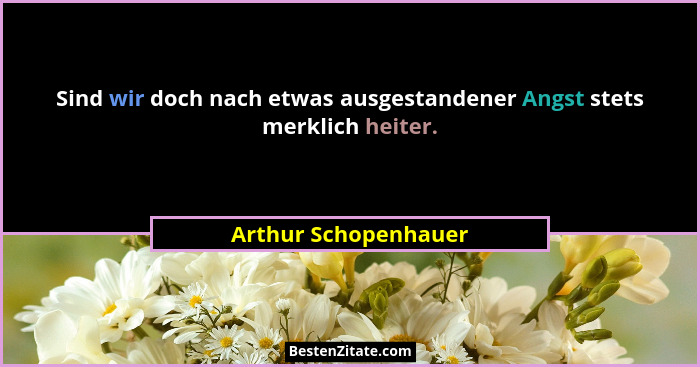 Sind wir doch nach etwas ausgestandener Angst stets merklich heiter.... - Arthur Schopenhauer