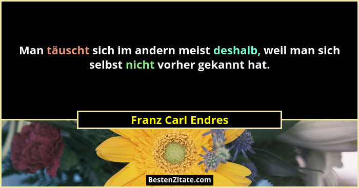 Man täuscht sich im andern meist deshalb, weil man sich selbst nicht vorher gekannt hat.... - Franz Carl Endres