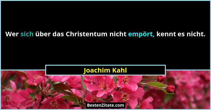 Wer sich über das Christentum nicht empört, kennt es nicht.... - Joachim Kahl