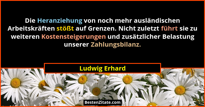 Die Heranziehung von noch mehr ausländischen Arbeitskräften stößt auf Grenzen. Nicht zuletzt führt sie zu weiteren Kostensteigerungen... - Ludwig Erhard