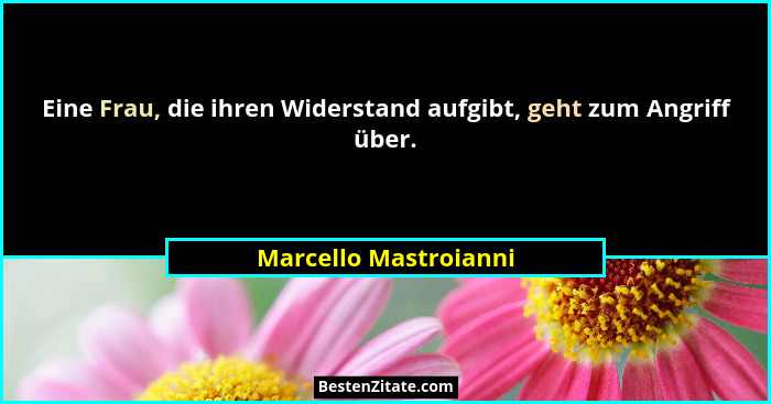 Eine Frau, die ihren Widerstand aufgibt, geht zum Angriff über.... - Marcello Mastroianni