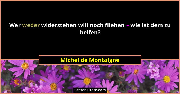 Wer weder widerstehen will noch fliehen – wie ist dem zu helfen?... - Michel de Montaigne