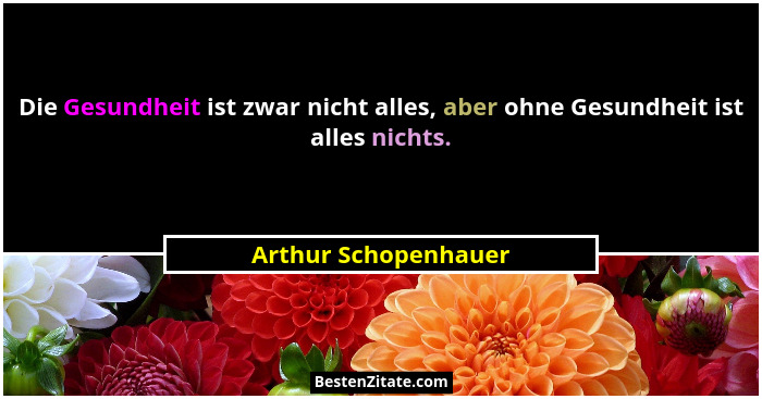 Die Gesundheit ist zwar nicht alles, aber ohne Gesundheit ist alles nichts.... - Arthur Schopenhauer