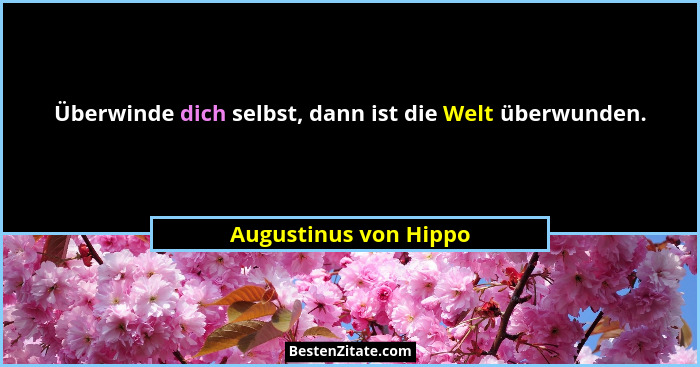 Überwinde dich selbst, dann ist die Welt überwunden.... - Augustinus von Hippo