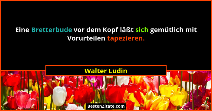 Eine Bretterbude vor dem Kopf läßt sich gemütlich mit Vorurteilen tapezieren.... - Walter Ludin
