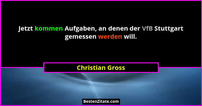 Jetzt kommen Aufgaben, an denen der VfB Stuttgart gemessen werden will.... - Christian Gross