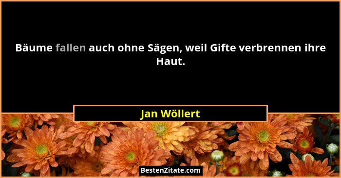 Bäume fallen auch ohne Sägen, weil Gifte verbrennen ihre Haut.... - Jan Wöllert