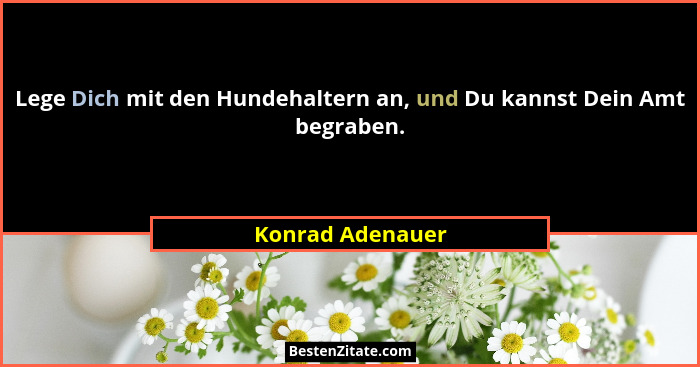 Lege Dich mit den Hundehaltern an, und Du kannst Dein Amt begraben.... - Konrad Adenauer