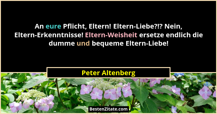 An eure Pflicht, Eltern! Eltern-Liebe?!? Nein, Eltern-Erkenntnisse! Eltern-Weisheit ersetze endlich die dumme und bequeme Eltern-Lie... - Peter Altenberg